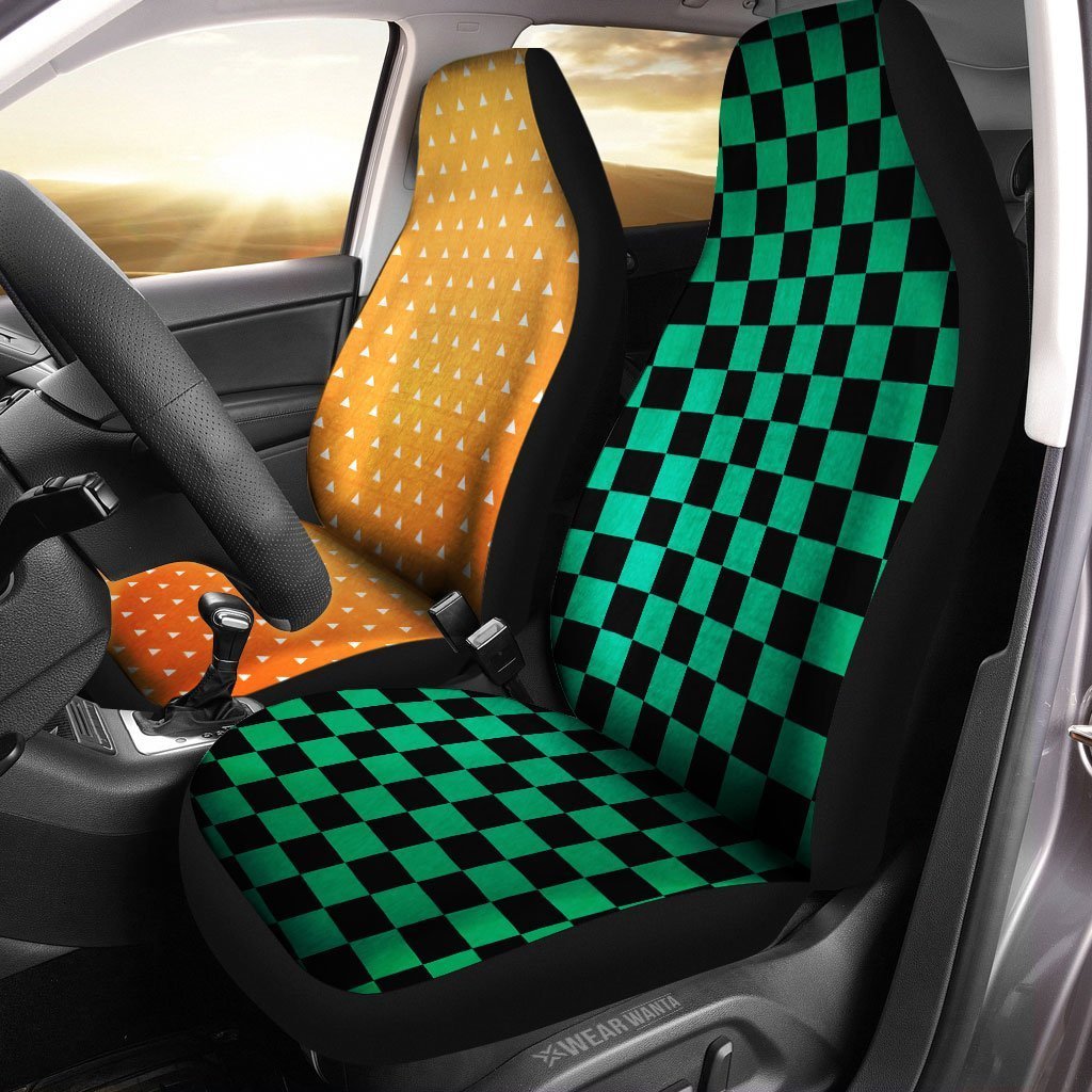 Zenitsu And Tanjiro Car Seat Covers Custom Uniform Demon Slayer Anime Car Accessories Anime Gifts-Gear Wanta