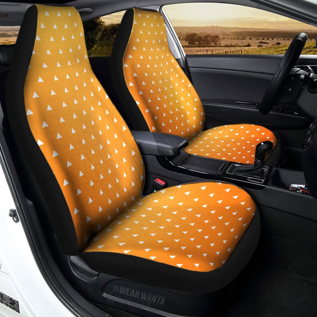 Zenitsu Car Seat Covers Custom Zenitsu Uniform Demon Slayer Anime Car Accessories Anime Gifts-Gear Wanta