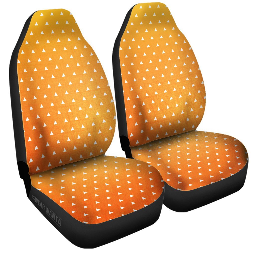 Zenitsu Car Seat Covers Custom Zenitsu Uniform Demon Slayer Anime Car Accessories Anime Gifts-Gear Wanta