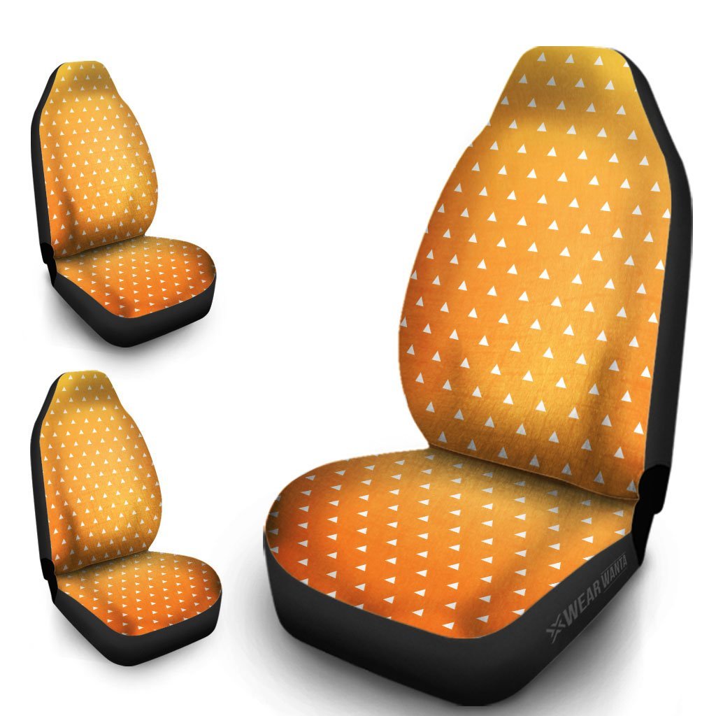 Zenitsu Car Seat Covers Custom Zenitsu Uniform Demon Slayer Anime Car Accessories Anime Gifts-Gear Wanta