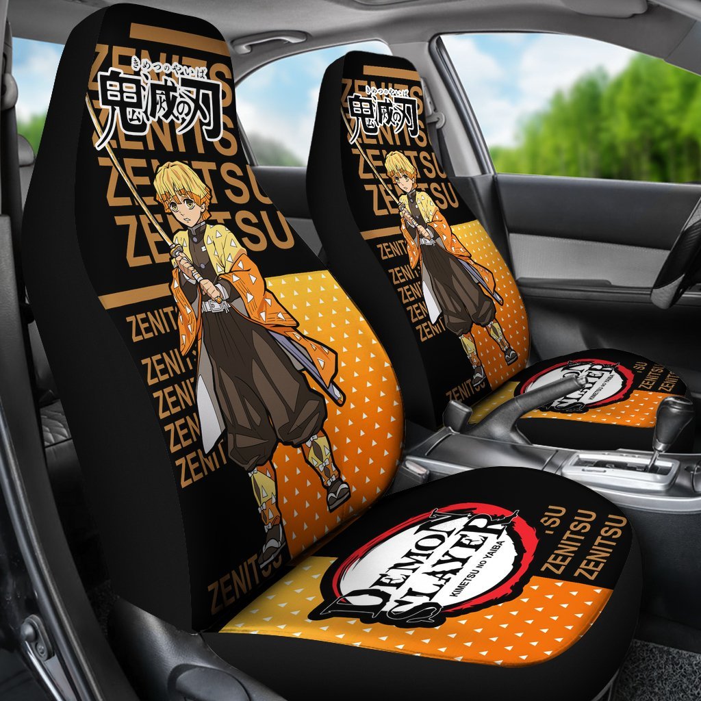 Zenitsu Demon Slayer Car Seat Covers Custom Anime Car Accessories-Gear Wanta