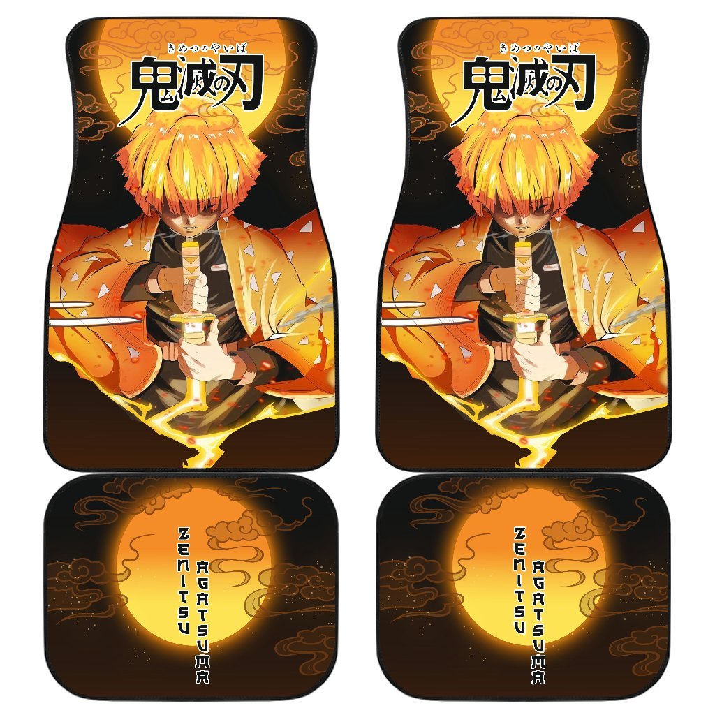 Zenitsu Demon Slayer Under The Moon Car Floor Mats Anime-Gear Wanta